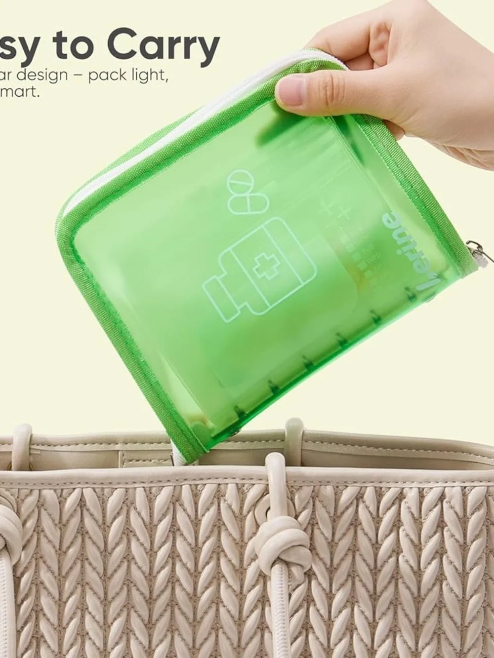 NEW Lerine 7-Day Zippered Pill Pouch Set with Ring Binder, BPA-Free, Green